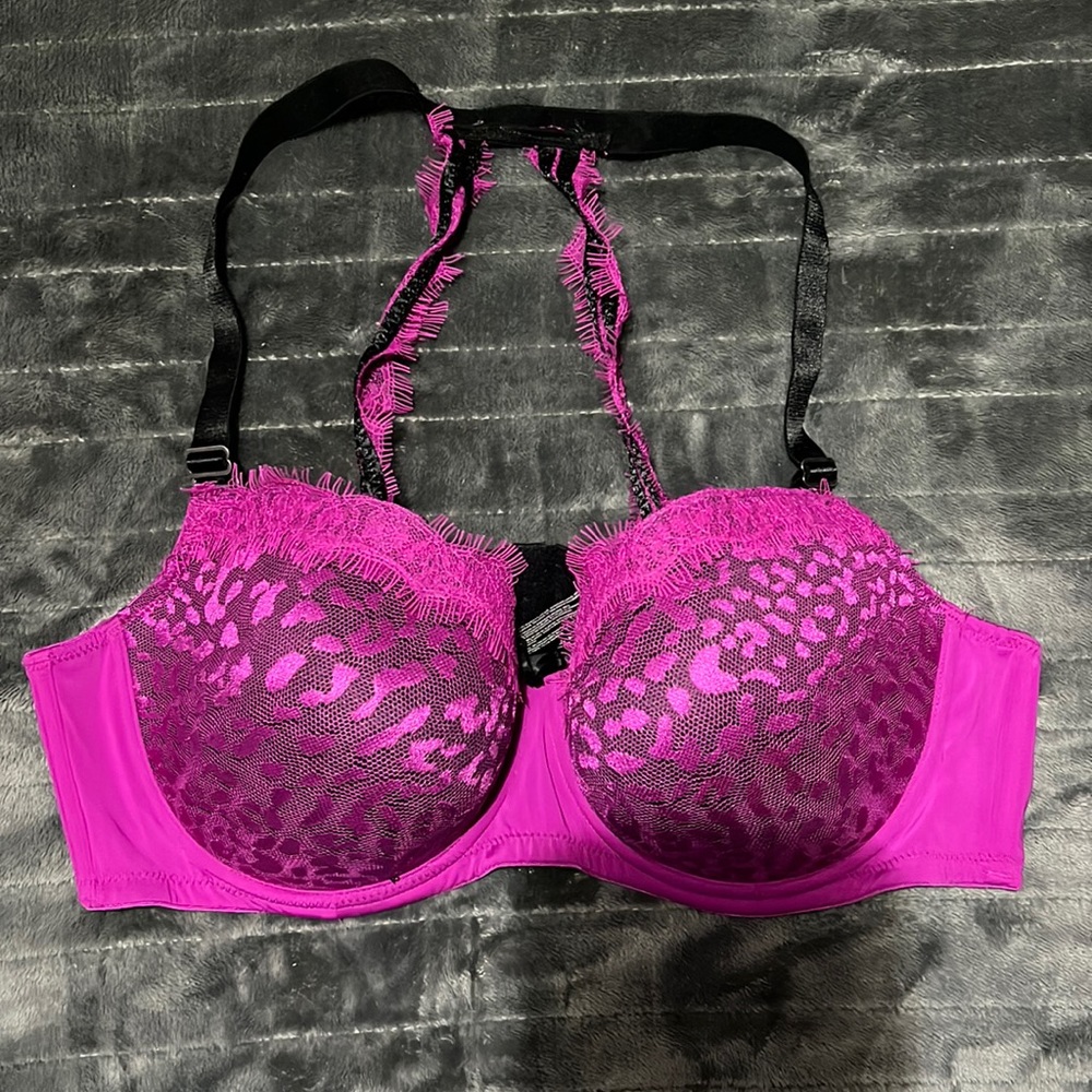 Ashley Graham Pink and Black Bra